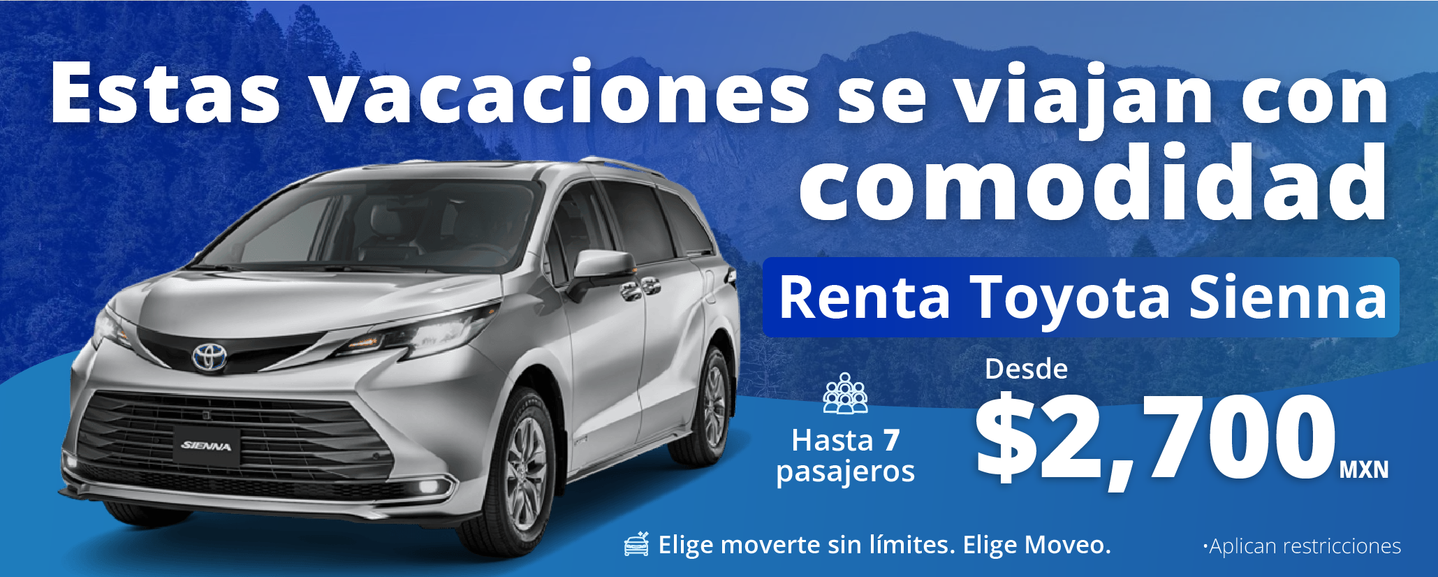 Renta de Toyota Sienna en $2,700 en Monterrey
