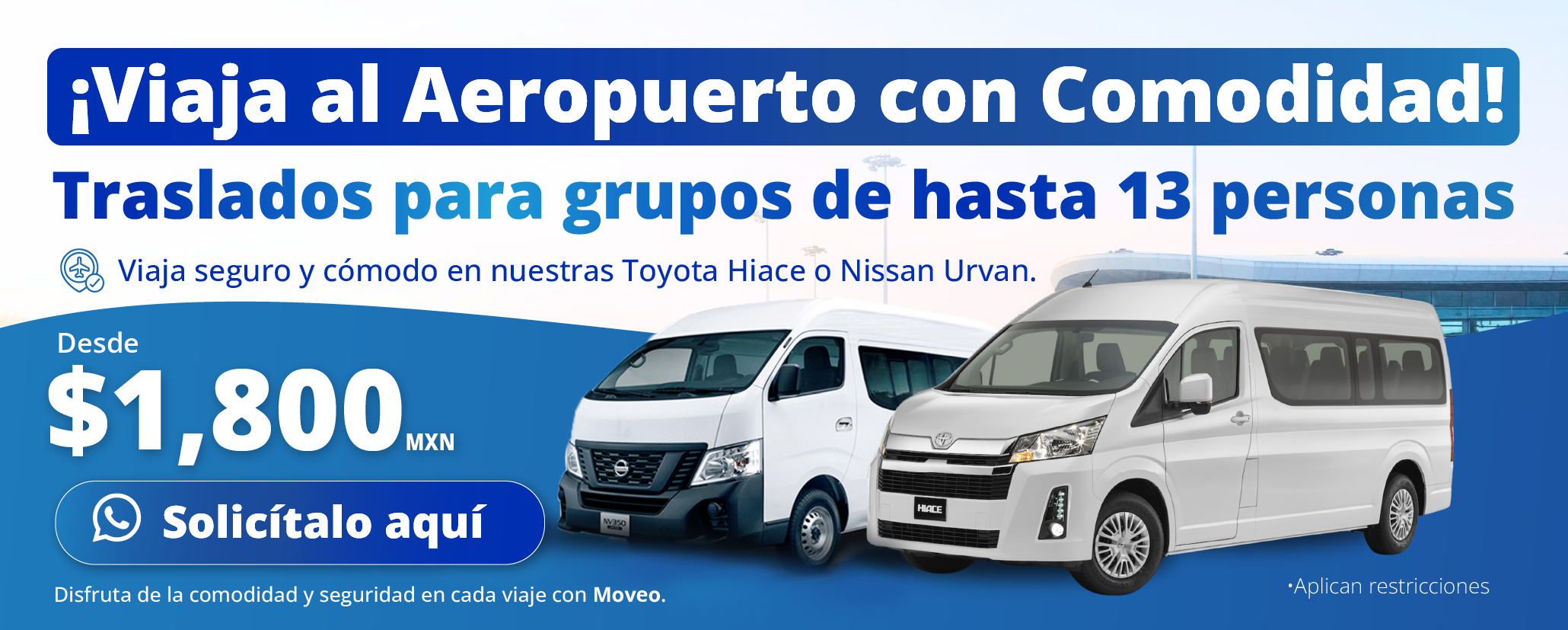 Traslados al Aeropuerto de Monterrey desde 1800