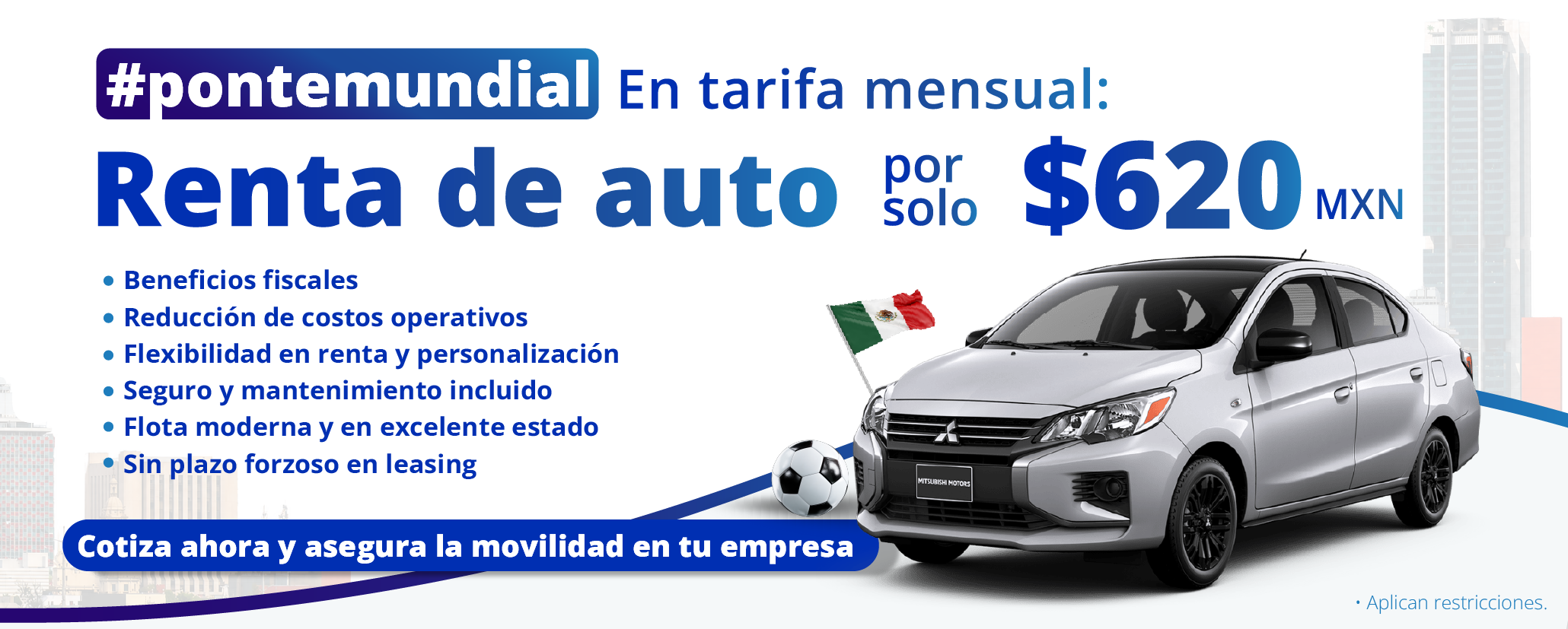 Renta de auto con tarifa mensual especial