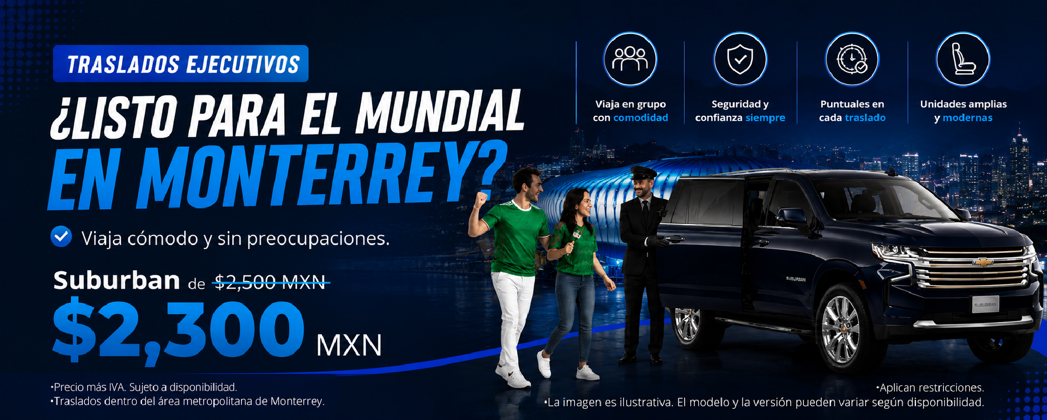Traslados ejecutivos en suburban Monterrey