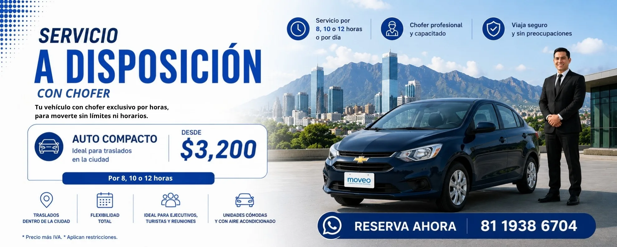 Servicio a disposición con chofer en auto compacto